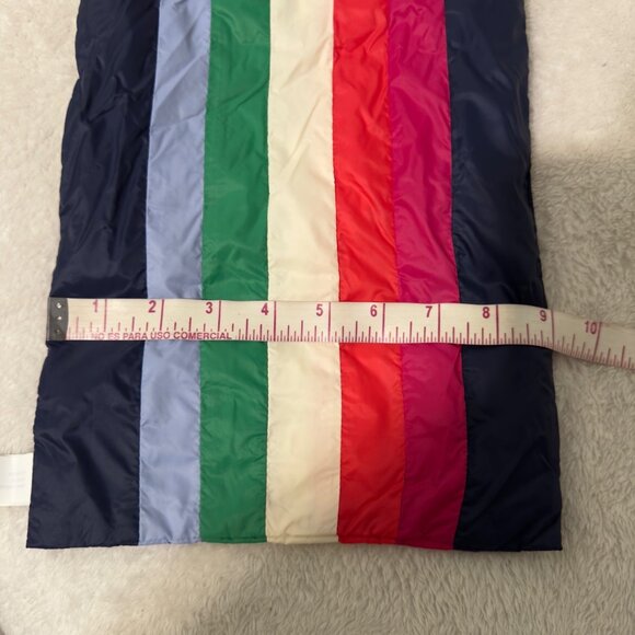 Marine Layer X Lost & Found Retro Rainbow Puffer Scarf Navy/ multi stripe one sz - Picture 3 of 9